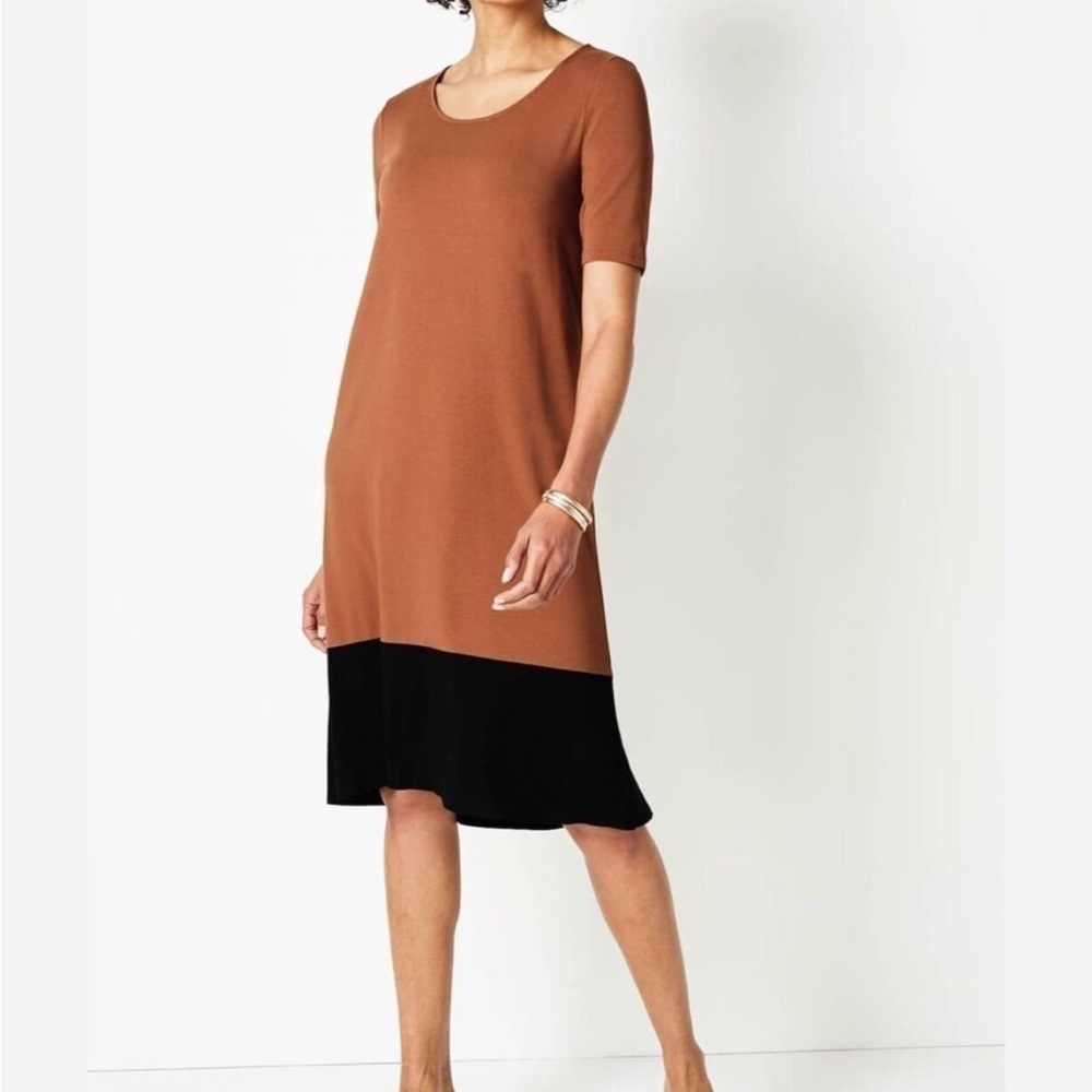 J. Jill Knee Length Tan Black Dress Size Small